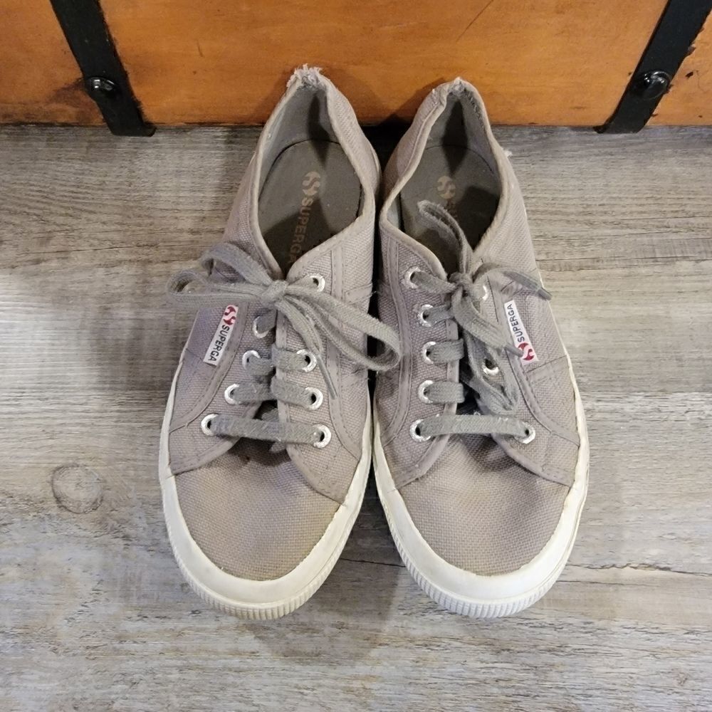 Superga Cotu Classic Gray Lace Up Sneakers size 38 7.5